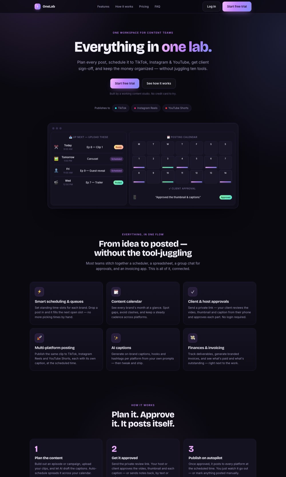 The OneLab HQ marketing site