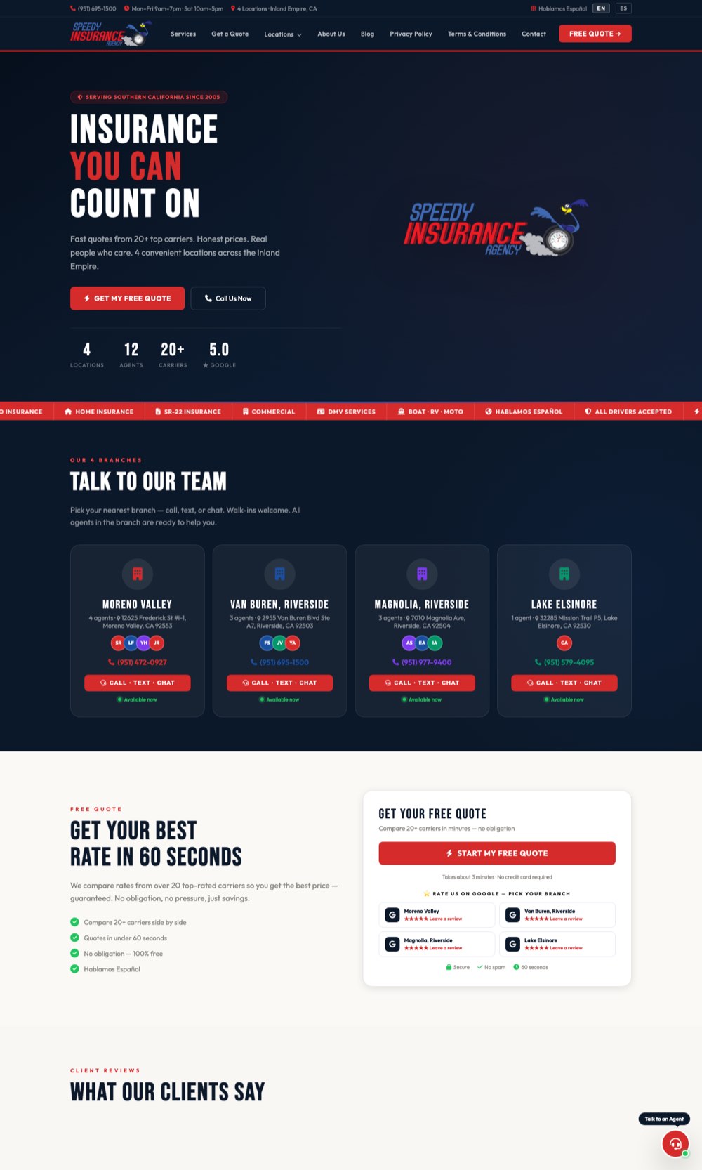 The Speedy Insurance Agency website